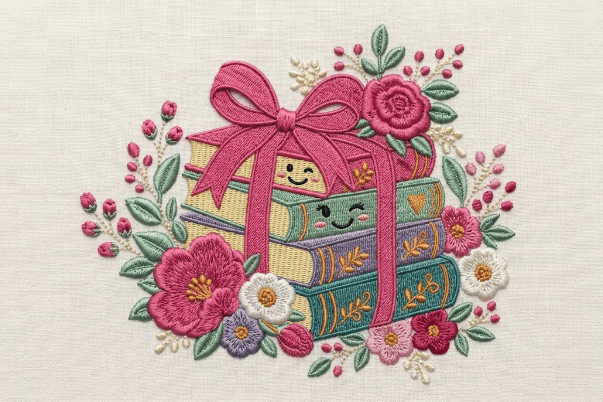 Cottagecore Stack of Books with Rose