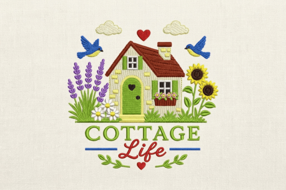 Country Cottage Life Embroidery Design