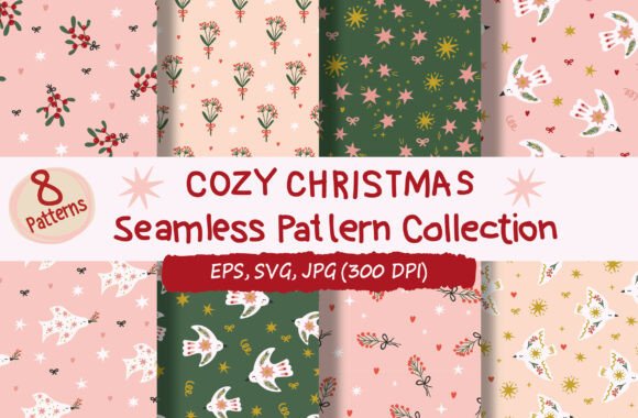 Cozy Christmas Dove Seamless Pattern