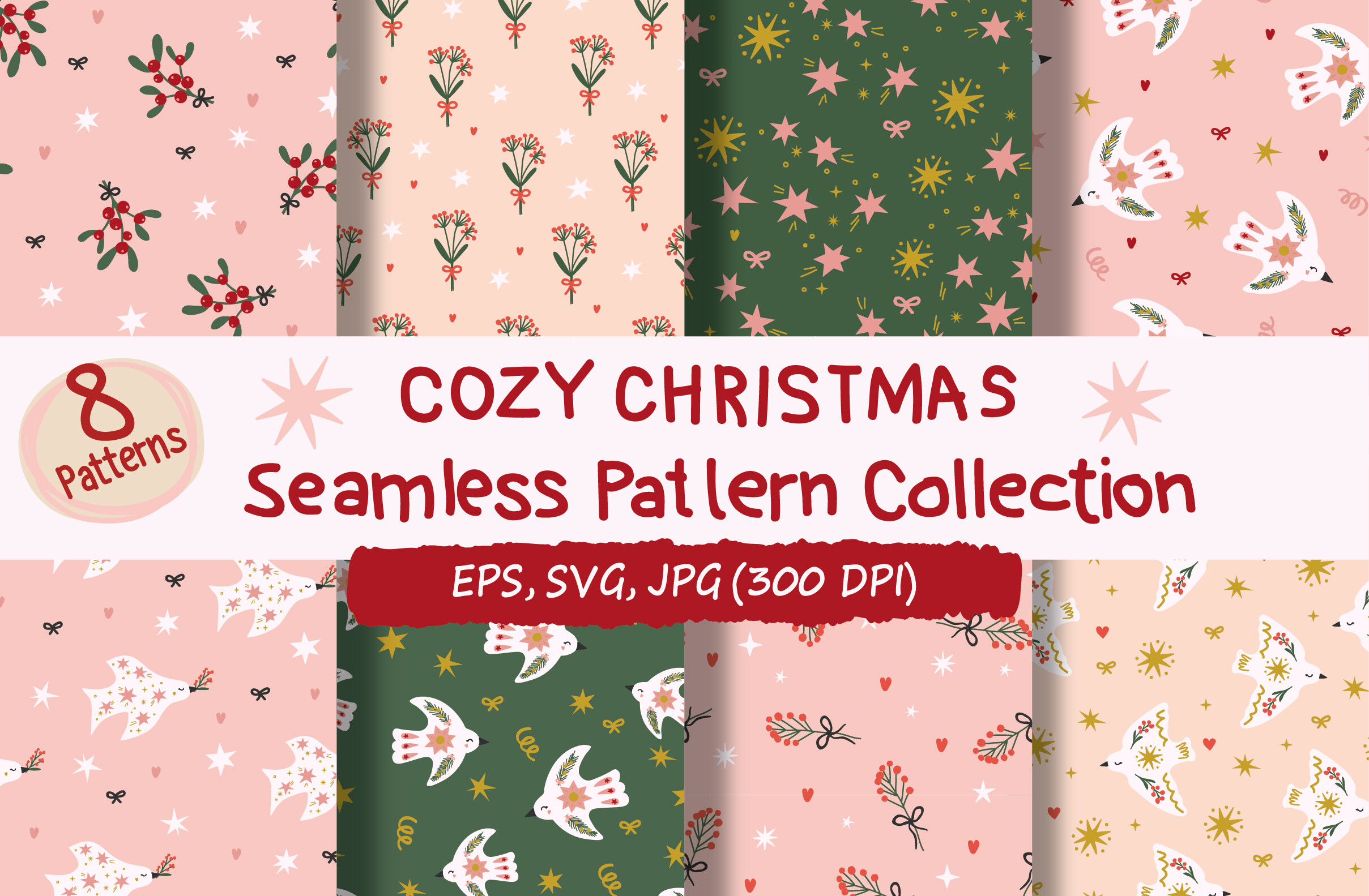 Cozy Christmas Dove Seamless Pattern