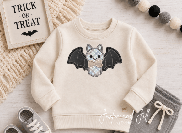Cute Bat Applique with Bow Tie Halloween