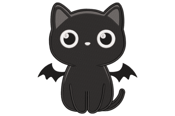 Cute Bat Cat Embroidery Design
