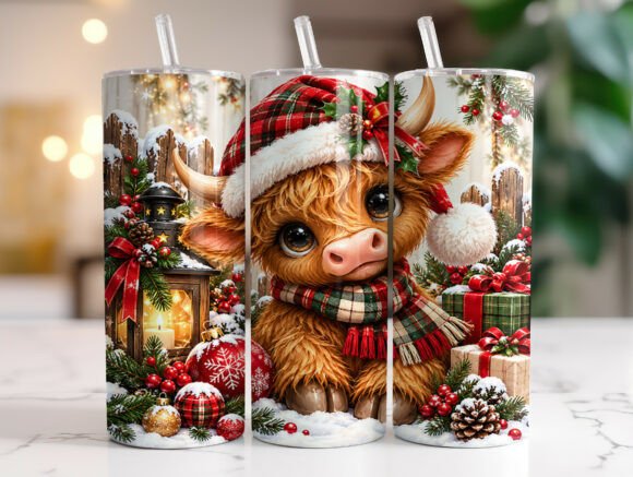 Cute Highland Cow Skinny Tumbler Wrap