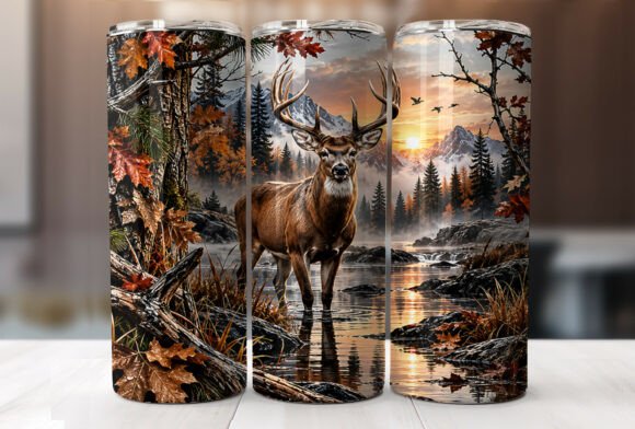 Deer Hunting Forest Skinny Tumbler Wrap