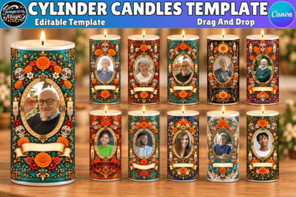 Día De Los Muertos Candle Wrap Template