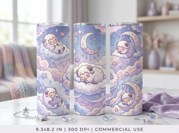 Dreamy Sheep Cute Animal Tumbler Design