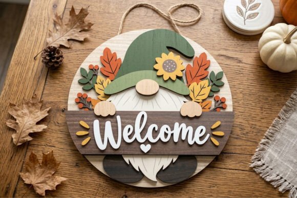 Fall Gnome Welcome Sign SVG