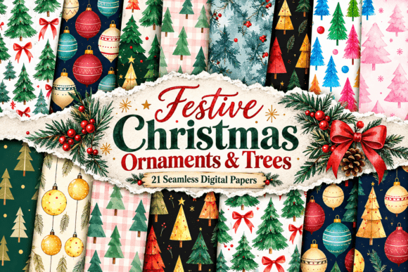 Festive Christmas Ornaments & Trees