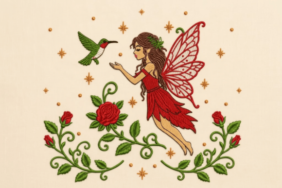 Floral Fairy Embroidery Design