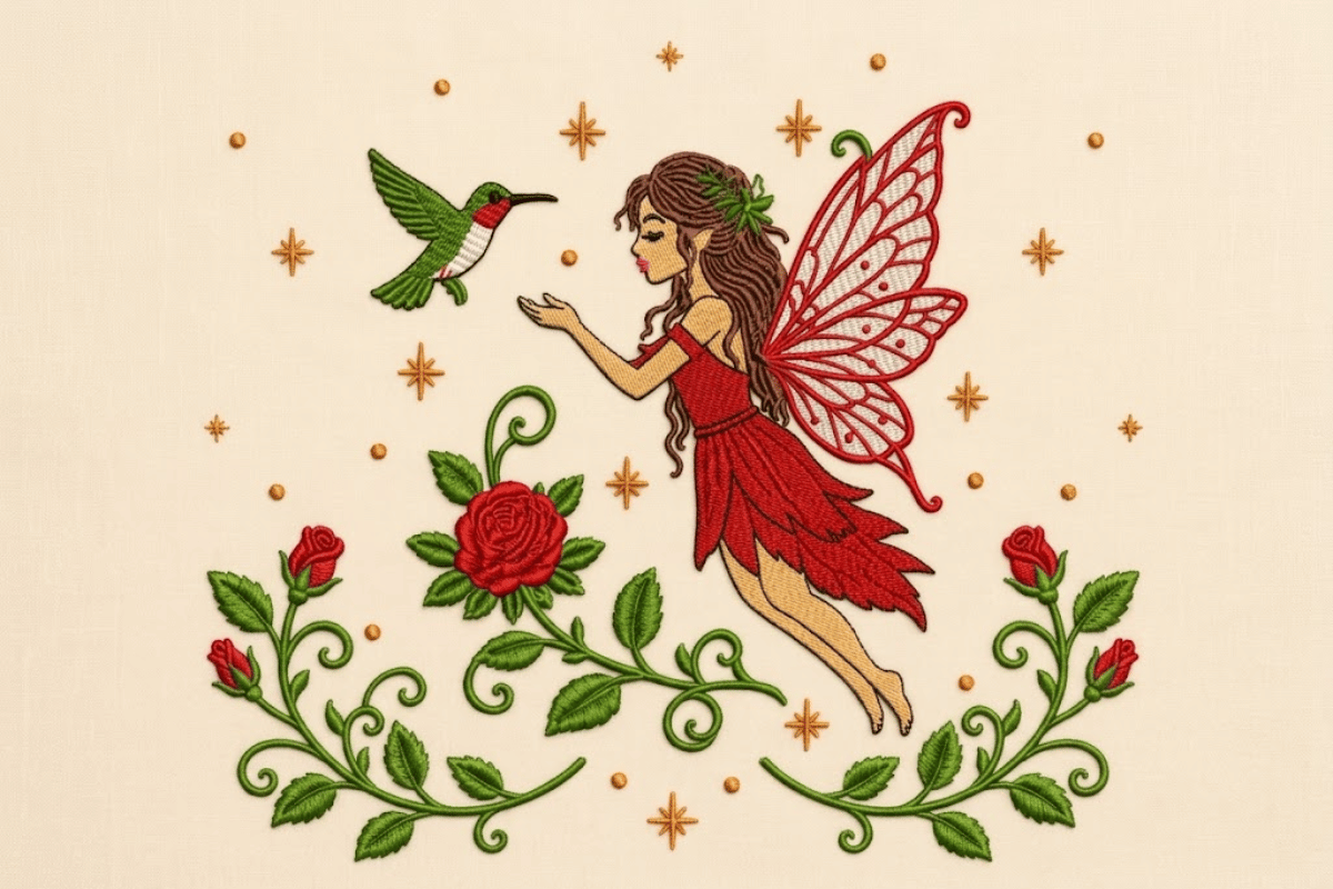 Floral Fairy Embroidery Design