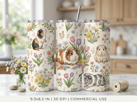 Floral Piggy Cute Animal Tumbler Design