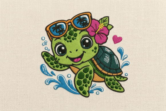 Floral Sea Turtle • Embroidery Design