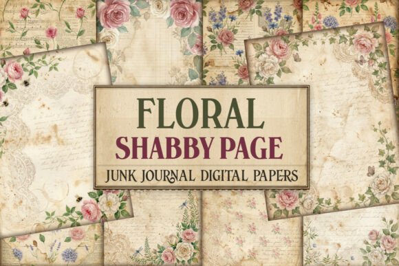Floral Shabby Junk Journal Pages