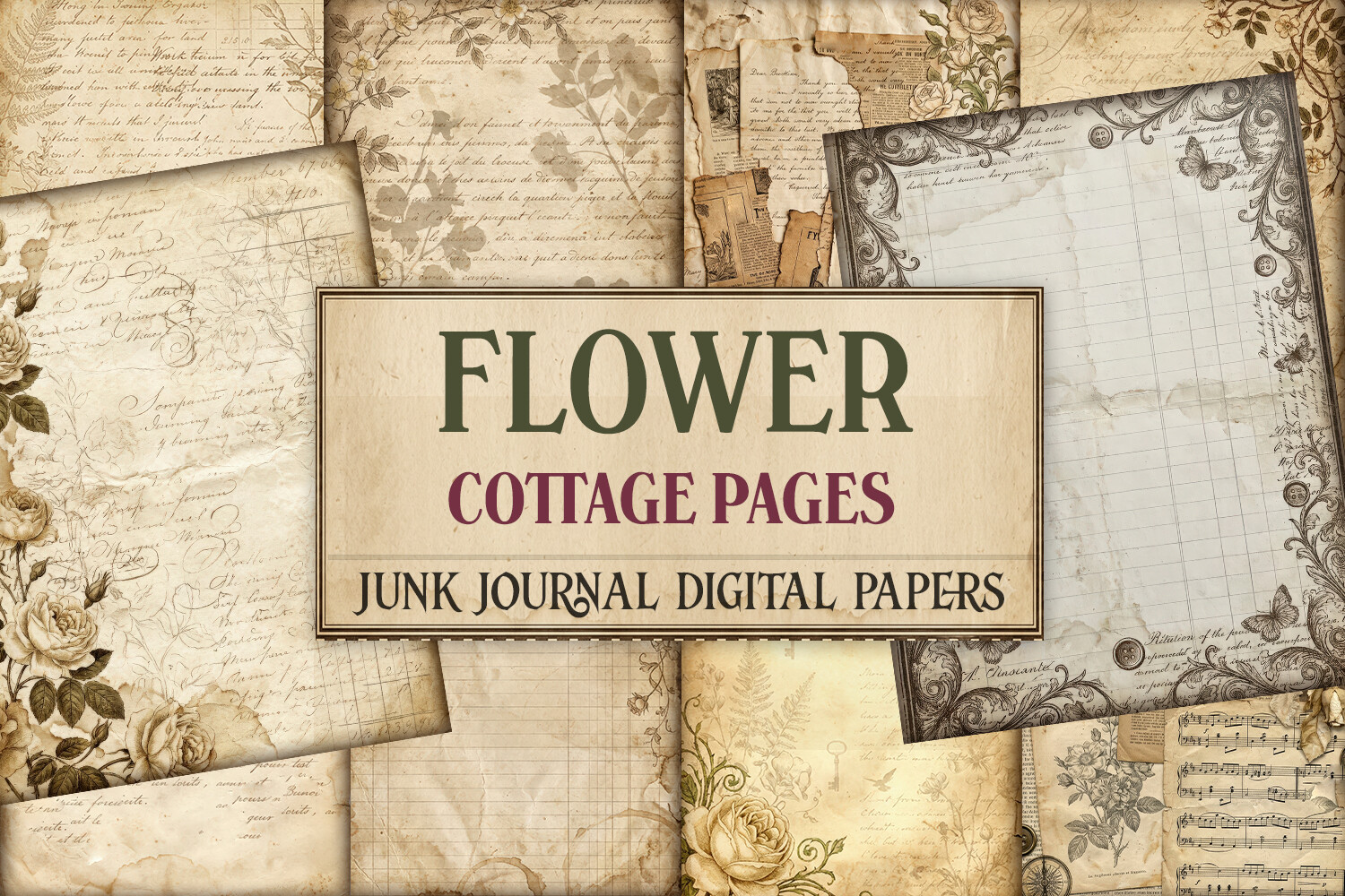 Flower Cottage Junk Journal Pages