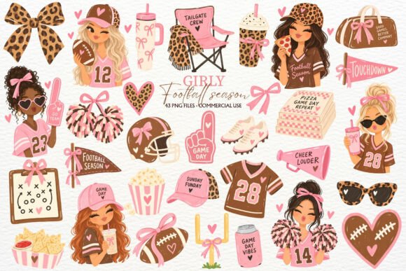 Girly American Football Season Clipart