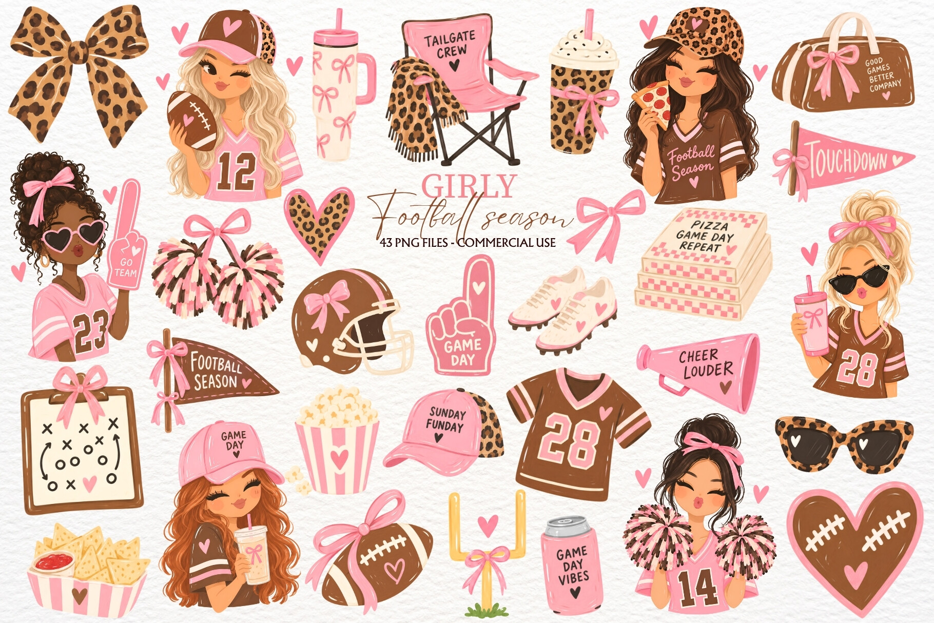 Girly American Football Season Clipart