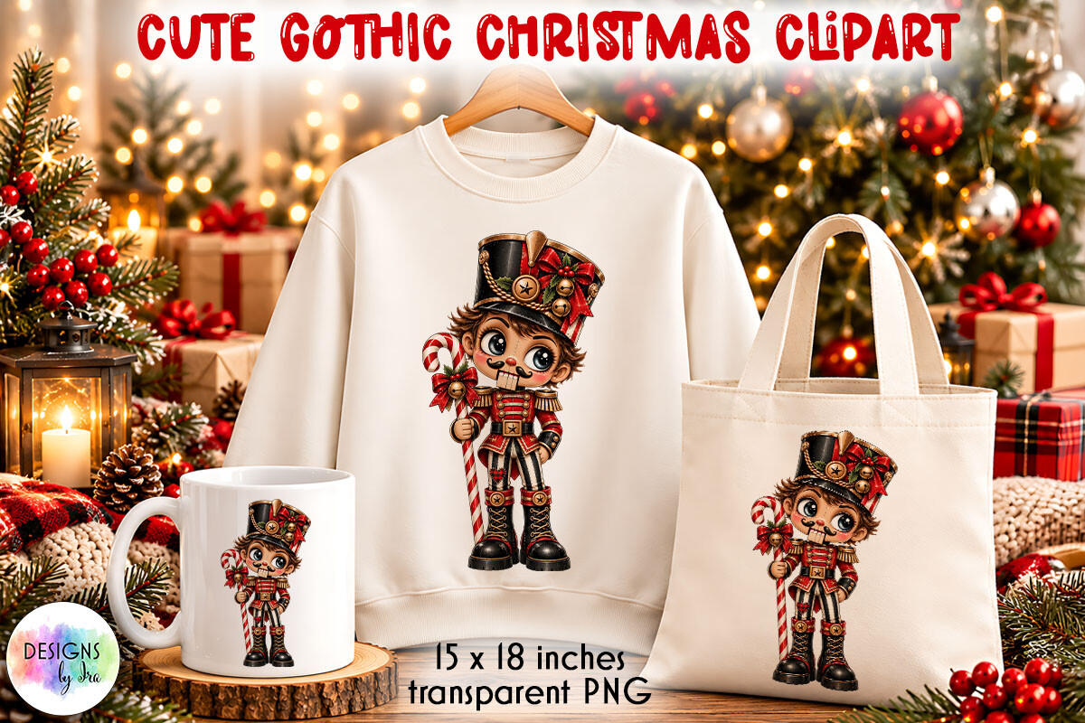 Gothic Christmas Nutcracker Boy PNG