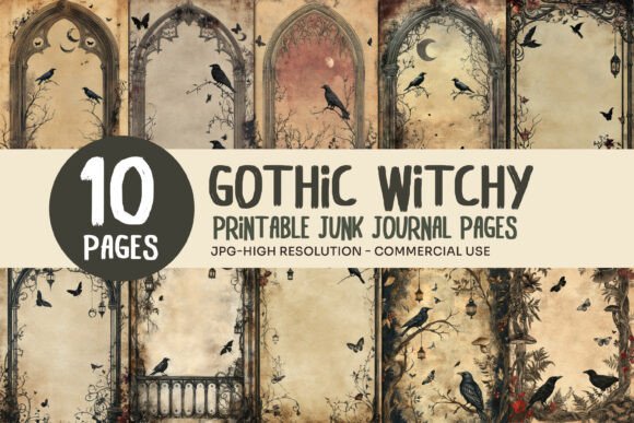 Gothic Raven Junk Journal Pages