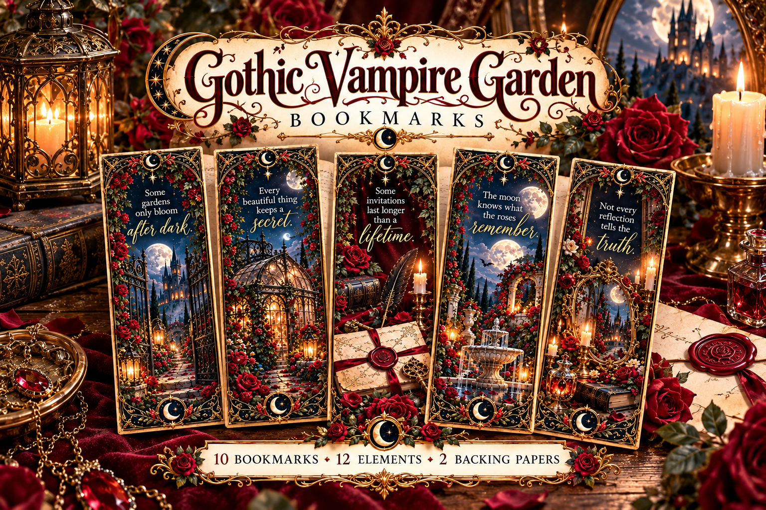 Gothic Vampire Garden Bookmarks