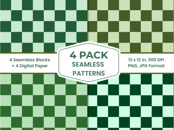 Green Checkerboard Seamless Pattern