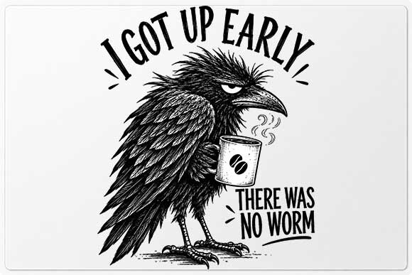 Grumpy Raven Coffee Humor PNG