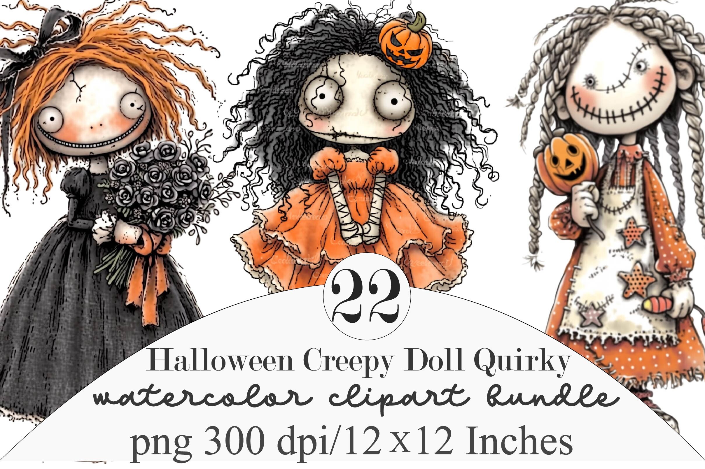 Halloween Creepy Doll Quirky Clipart
