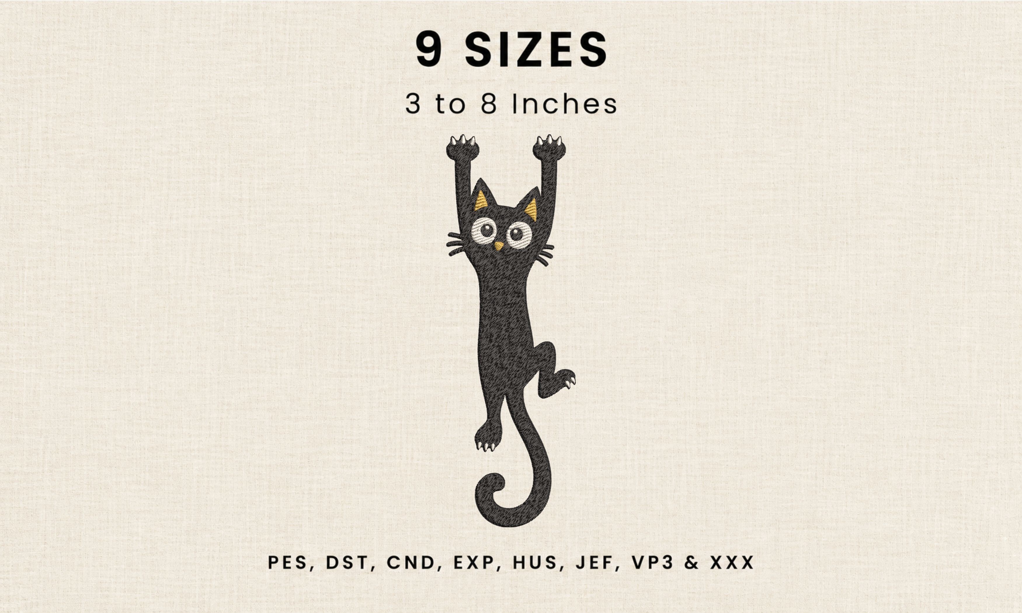 Hanging Black Cat DST PES Embroidery
