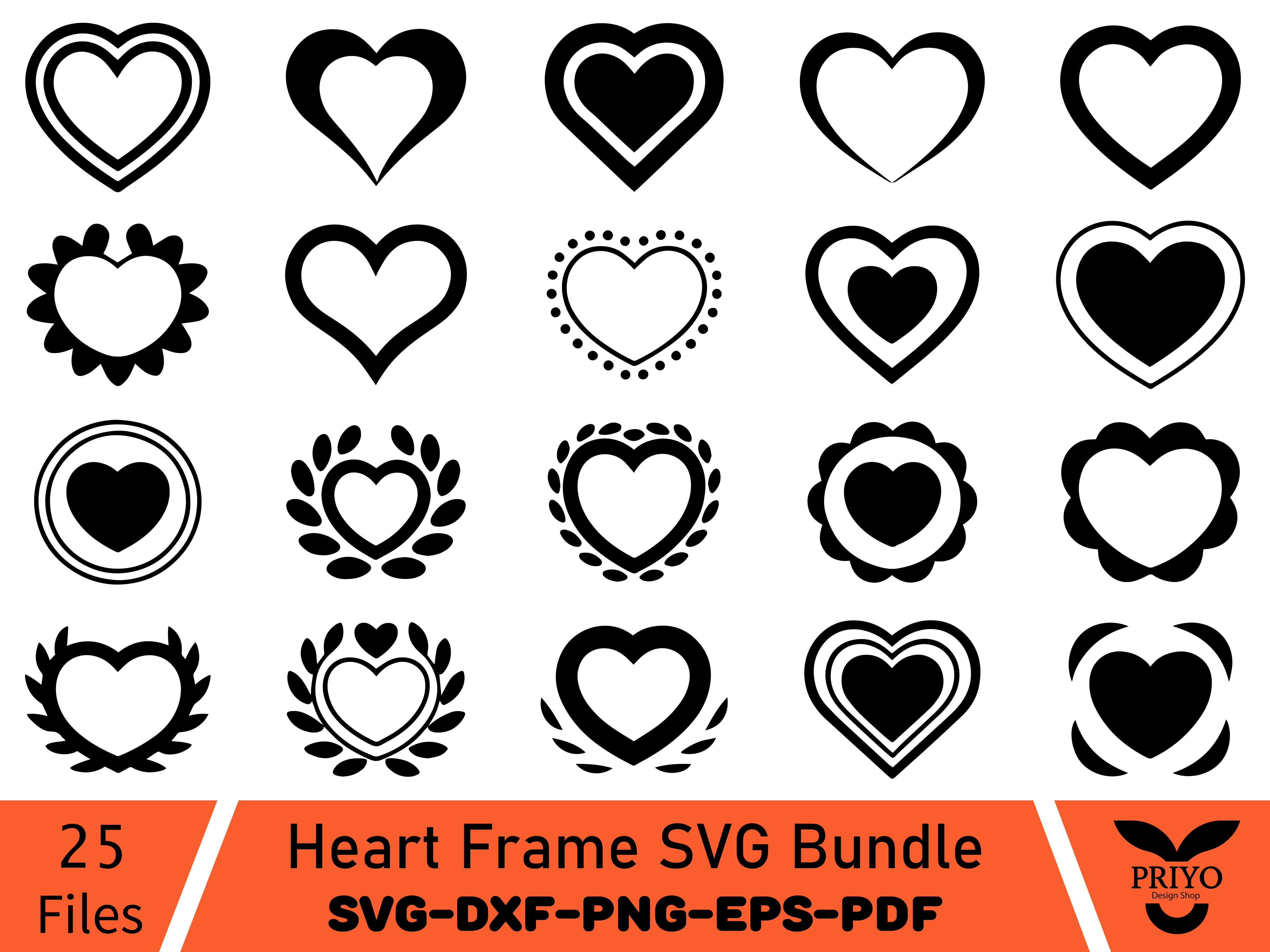 Heart Frame SVG Bundle, Love Frame SVG
