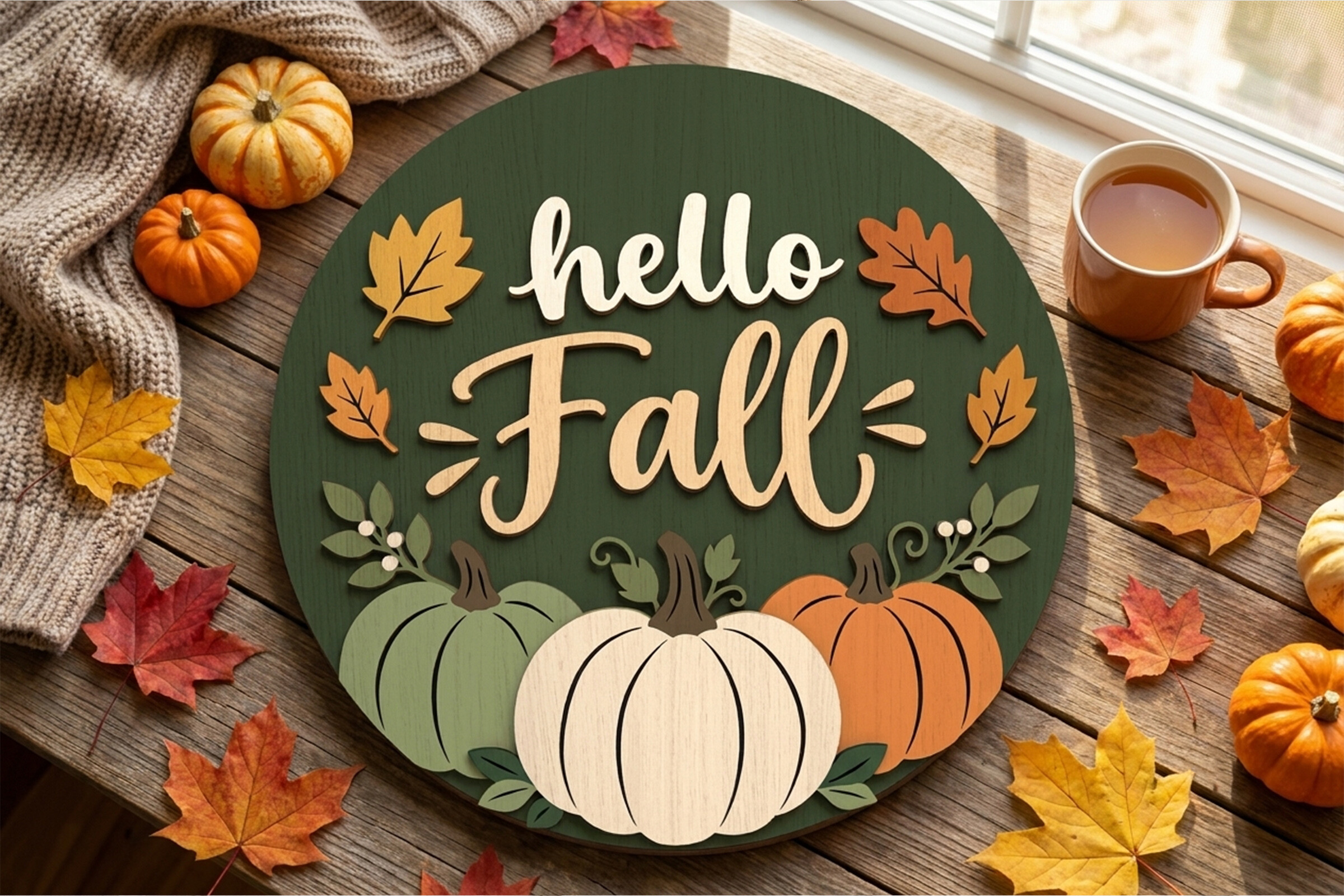 Hello Fall Door Hanger SVG