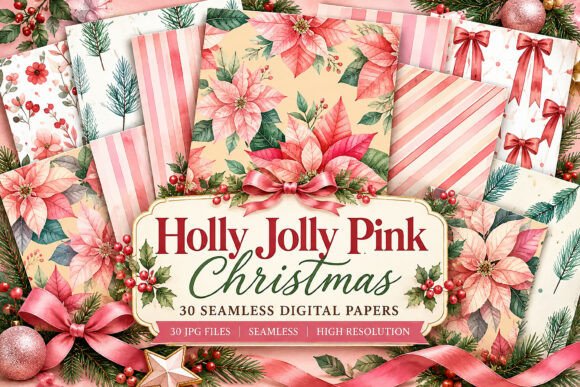Holly Jolly Pink Christmas Digital