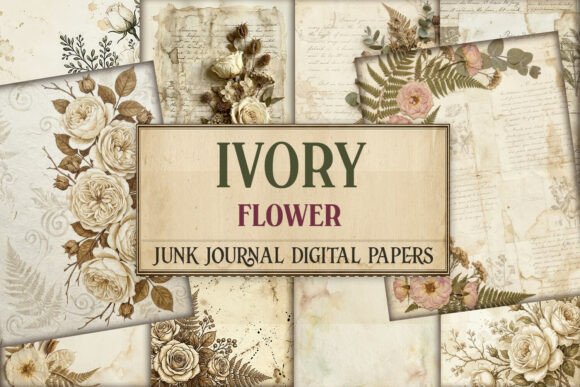 Ivory Flower Junk Journal Pages
