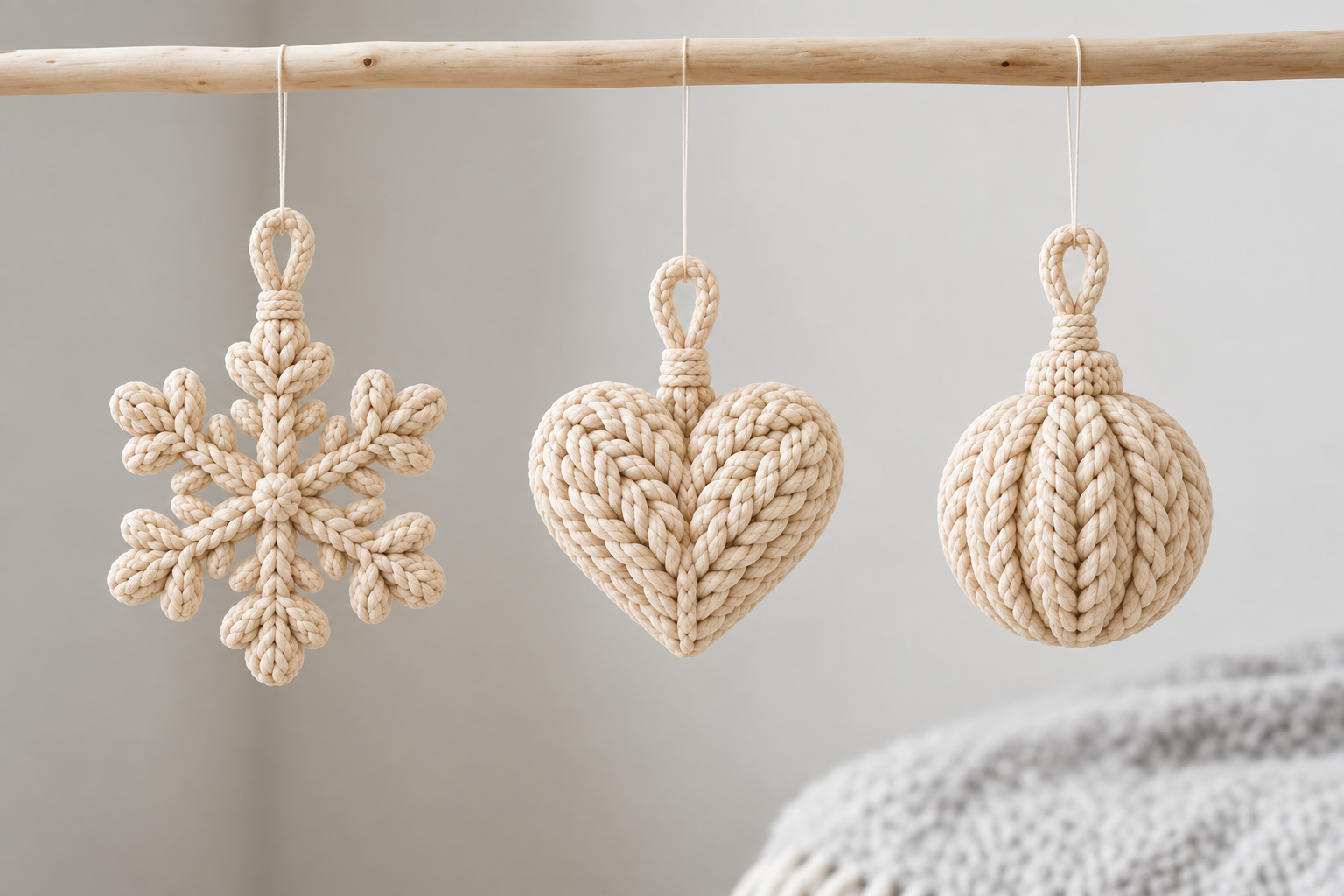 Knitted Christmas Ornament Trio STL - 3D Print Snowflake, Heart & Bauble - Image 3