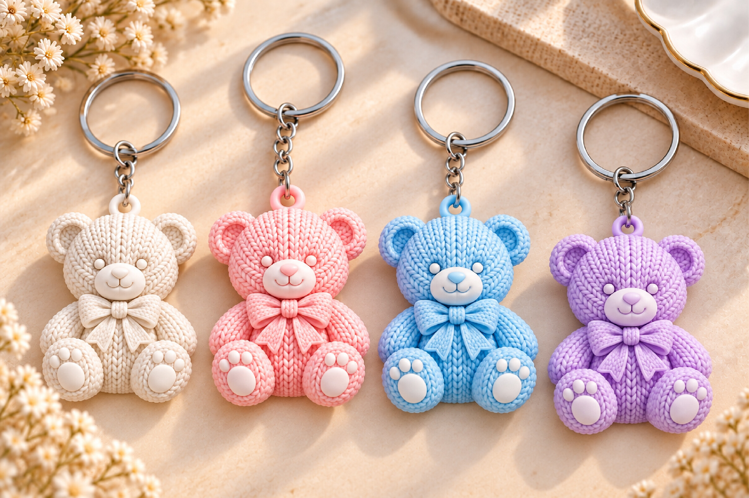 Knitted Teddy Bear Keychain 3D STL – 4 Cute Crochet-Style Models for FDM Printing - Image 6