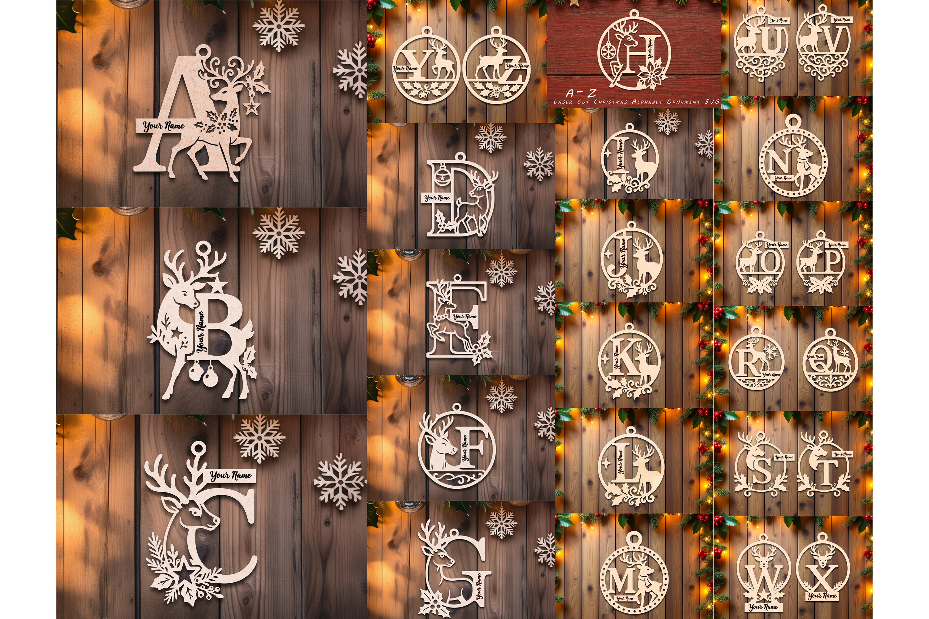 Laser Cut Christmas Alphabet Ornaments laser cut file
