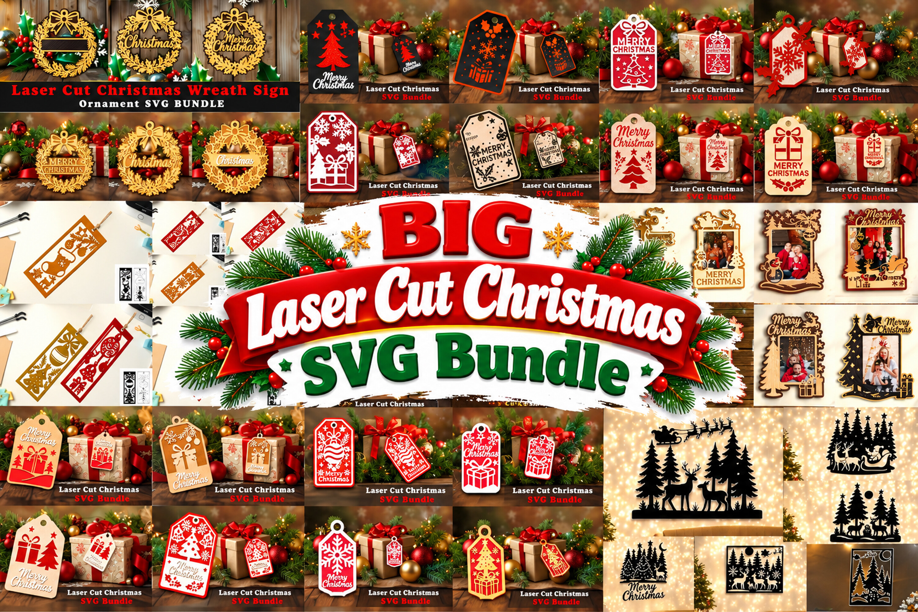 Mega Laser Cut Christmas SVG Bundle laser cut file