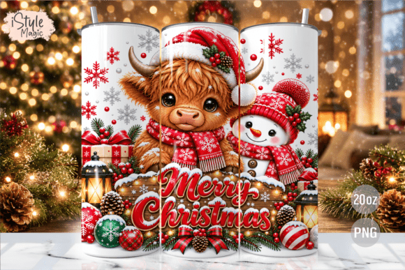 Merry Christmas 20oz Tumbler Wrap PNG