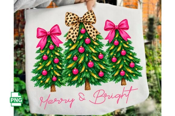 Merry And Bright Png Pink Bow Christmas Graphics
