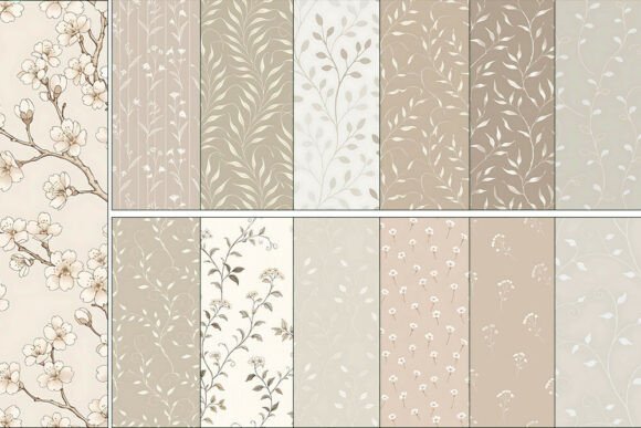 Minimal Botanical Seamless Pattern Bundl
