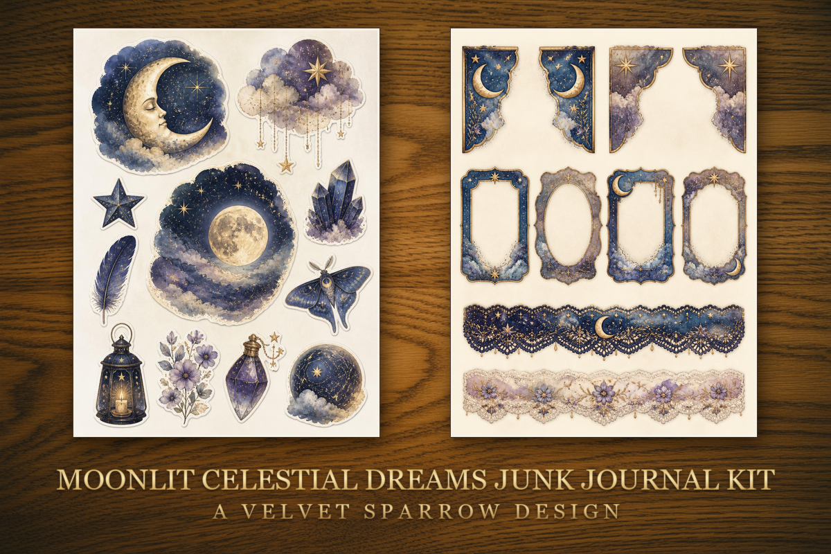 Moonlit Celestial Dreams Junk Journal Ki
