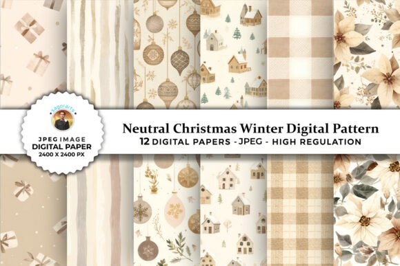 Neutral Christmas Winter Digital Pattern