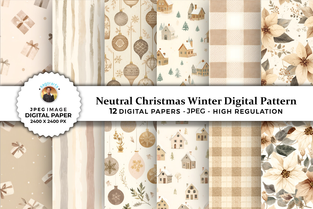 Neutral Christmas Winter Digital Pattern