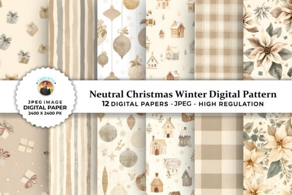 Neutral Christmas Winter Digital Pattern