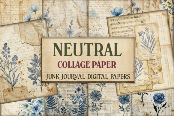 Neutral Collage Junk Journal Pages