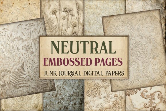 Neutral Embossed Junk Journal Pages