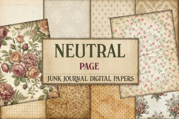 Neutral Floral Junk Journal Pages
