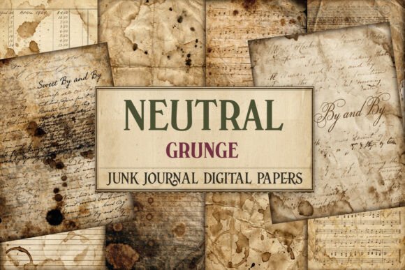 Neutral Grunge Junk Journal Pages