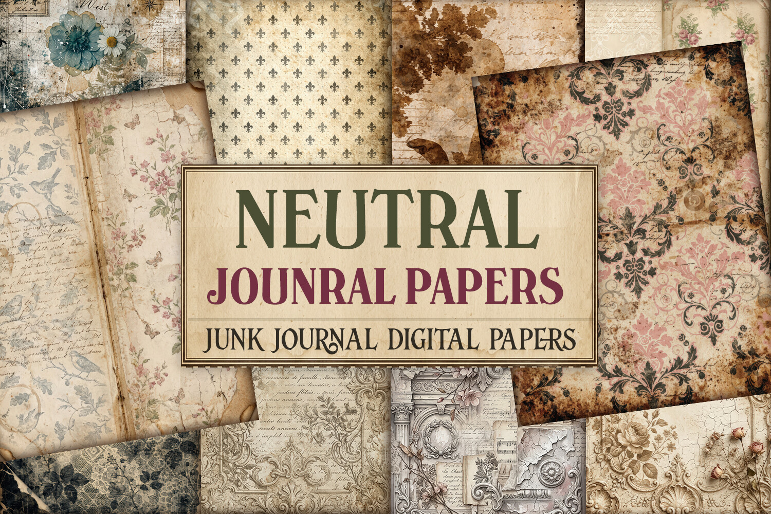 Neutral Journal Junk Journal Pages