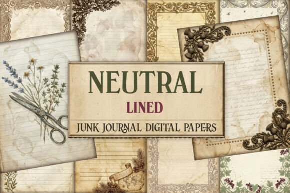 Neutral Lined Botanical Junk Journal