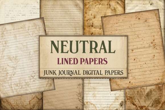 Neutral Lined Junk Journal Pages