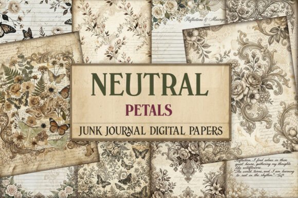 Neutral Petals Junk Journal Pages